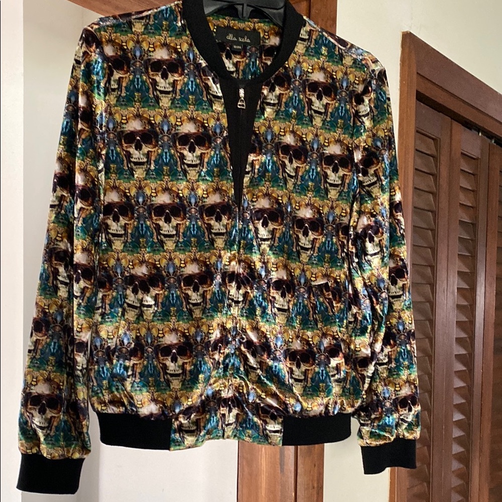 Skull Print Bomber Jacket